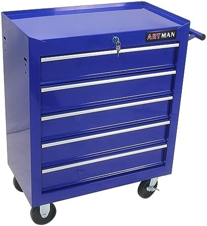 5 Drawers Rolling Tool Chest on Wheels, Multifunctional Tool Cart Tool Storage, Drawers Rolling Tool Trolley Organizer Tool Case for Garage,Warehouse,Workshop,Repair Shop (5 Drawers-Blue)