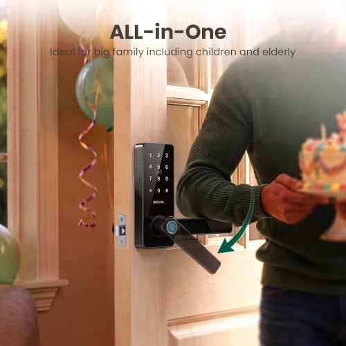 DESLOC Smart Handle Lock with Keypad, Fingerprint Knob for Front Door
