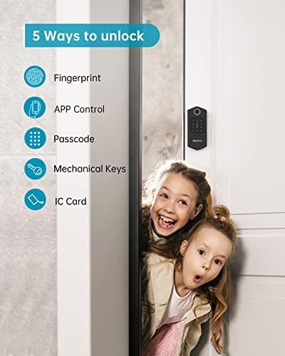 Keyless Entry Door Lock,HEANTLE Fingerprint Smart Deadbolts with Touchscreen Keypad for Front Door,Electronic Bluetooth Deadbolt with App Control,Auto Lock