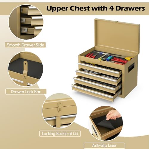 IRONMAX 2-in-1 Detachable Rolling Metal Tool Chest, 5 Drawers, Sand Yellow