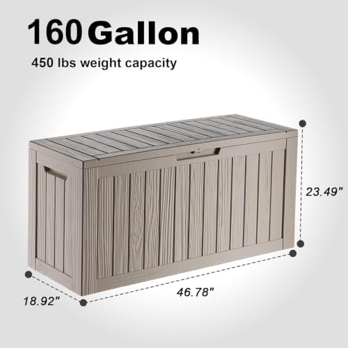 EasyUp 160 Gal Deck Box Waterproof Outdoor Storage Box Gray