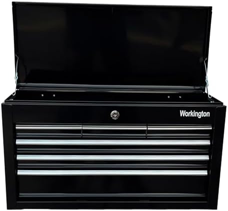 Workington Portable Metal Tool Chest with 6 Drawers, 24" 6-Drawer Tool Chest Cabinet with Ball Bearing Drawer Slides, Steel Tool Storage Box Organizer 4005 Black