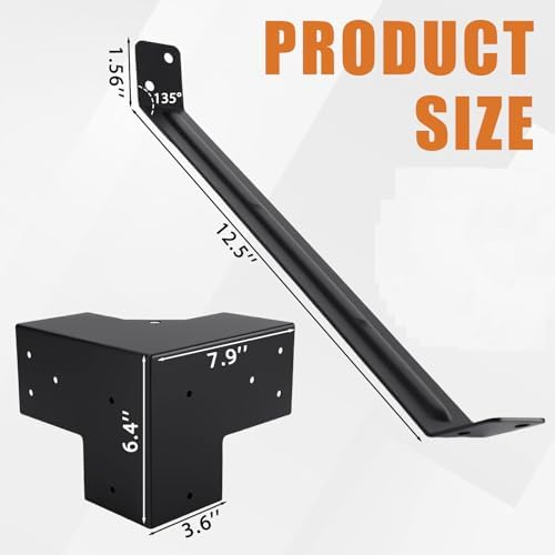 4 Pcs 4"x4" 3 Way Right Pergola Brackets(Actual Fit 3.6"x3.6")