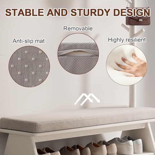 Coat Rack with Shoe Storage, Shoe Rack with 8 Hook, White