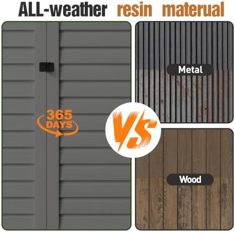 31 Cu.Ft Resin Outdoor Storage Cabinet with Floor, Weatherproof Plastic Vertical Outdoor Storage Shed for Garden Backyard Patio Pool Tool