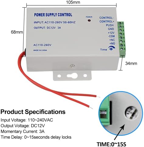 WiFi Tuya APP Access Control System Waterproof Kits RFID Keypad Controller 125KHz 13.56MHz + Door Electric Strike Lock + DC12V Power Supply, 10,000 Large User Capacity