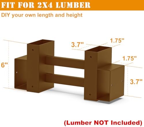 Outdoor Firewood Brackets Fire Wood Rack for 2x4 lumber, Brown
