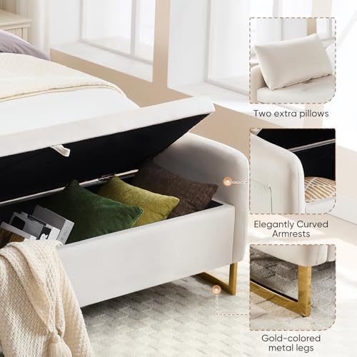 48" End of Bed Bench, Modern Storage Bench for Bedroom Beige