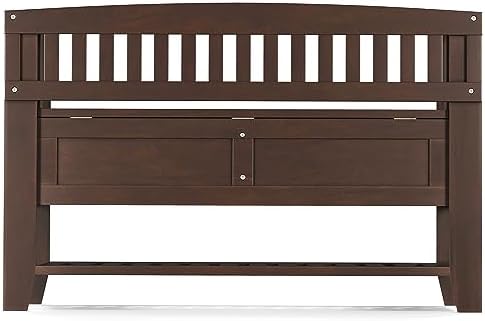 SIMPLIHOME Acadian 48" Wide Solid Wood Storage Bench in Brunette Brown