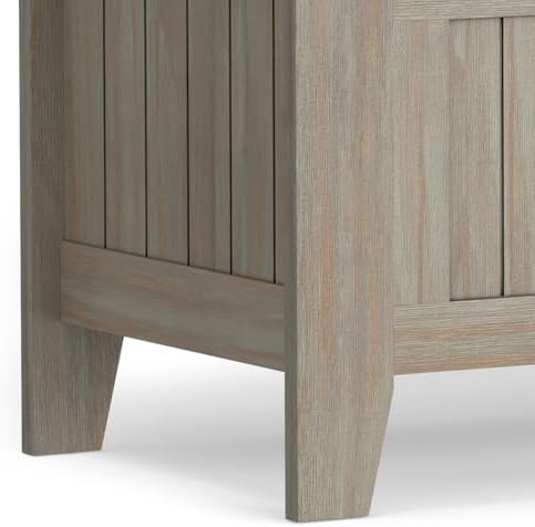 SIMPLIHOME Acadian Storage Bench and Cabinet Set in Distressed Grey