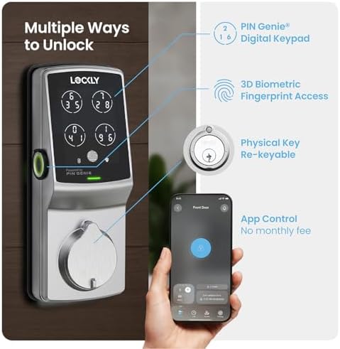 Lockly Secure Pro Wi-Fi Smart Deadbolt Lock - Left Fingerprint Edition