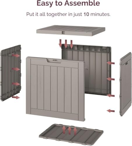Sersper 30 Gallon Deck Box, Outdoor Lockable Storage Resin Box for Package-Sports Equipment-Garden Tools, Waterproof and UV Resistant Patio Storage Box, Grey