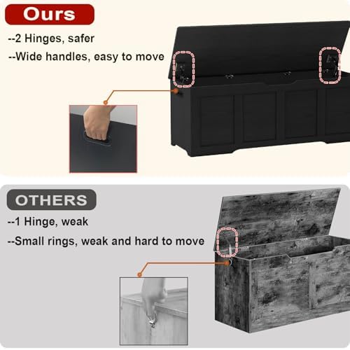 Timberer 47.2" Storage Chest Extra Large Storage Bench with 2 Safety Hinges