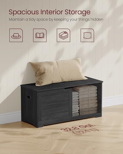 VASAGLE Storage Chest, 39.4 Inches Width Bench with 2 Safety Hinges