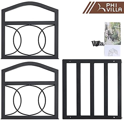 PHI VILLA 17 Inch Small Firewood Rack Indoor/Outdoor Wood Holder, Black