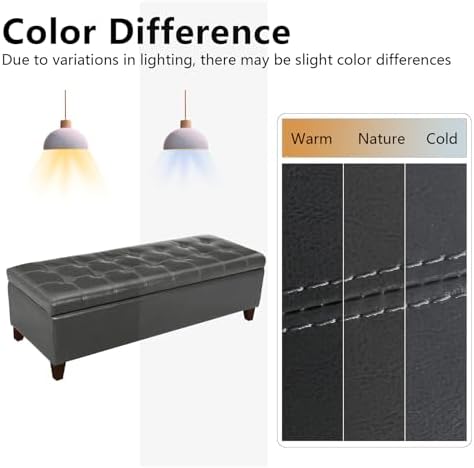Joveco 51 Inch Storage Bench,Leather Tufted Storage Ottoman with Legs