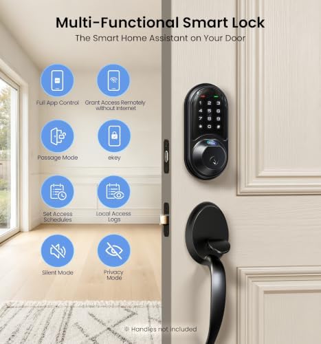 Veise RZ07 Fingerprint Smart Door Lock Deadbolt, App Control, Matte Black