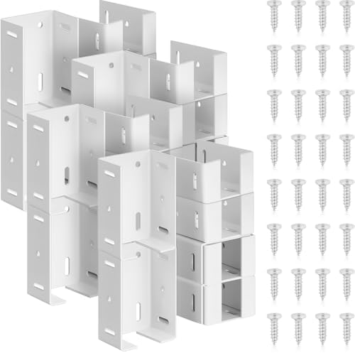 Hicarer 16 Pcs Aluminum Vinyl Fence Brackets with Screws