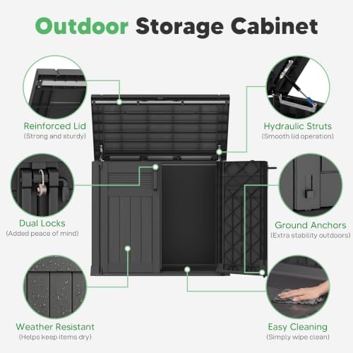 Large Outdoor Storage Shed, Heavy Duty Weatherproof Storage Cabinet
