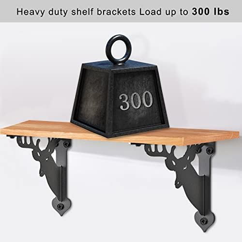 SELEWARE 2 Pack 12" Heavy Duty Shelf Brackets, Deer Decorative L Brackets