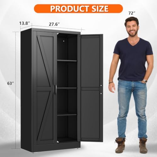 Metal Garage Storage Cabinet, 63" H Steel Tool Cabinet with Doors