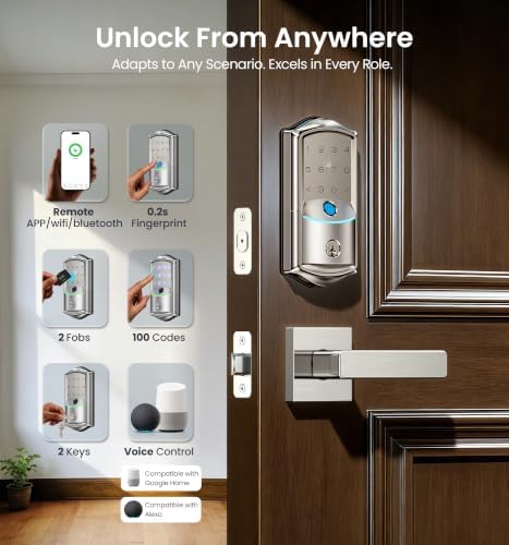 Veise VE027 WiFi Smart Lock Fingerprint Keyless Entry Deadbolt Satin Nickel