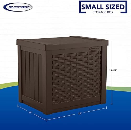 Suncast 2 Pack 22-Gallon Small Deck Box - Lightweight Resin Storage Container and Seat for Patio Cushions and Gardening Tools - Store Items on Patio, Garage, 22.5"L x 17"W x 22.5"H, Yard - Java Brown