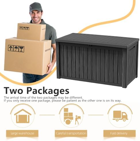 DRATO 180 Gallon Outdoor Storage Box, Large Waterproof Deck Box, Lockable Resin Storage Container with Reinforced Support for Patio Cushions, Garden Tools, UV-Resistant Outdoor Chest（Black，180 Gallon）