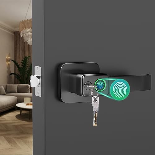 FITNATE Fingerprint Door Lock App Control, Keyless Entry Smart Knob, Black