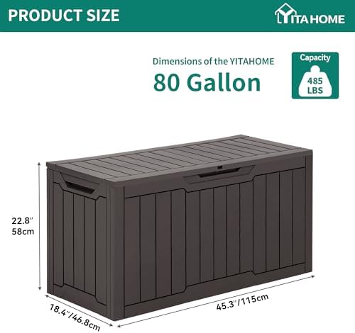 YITAHOME 80 Gallon Resin Deck Box