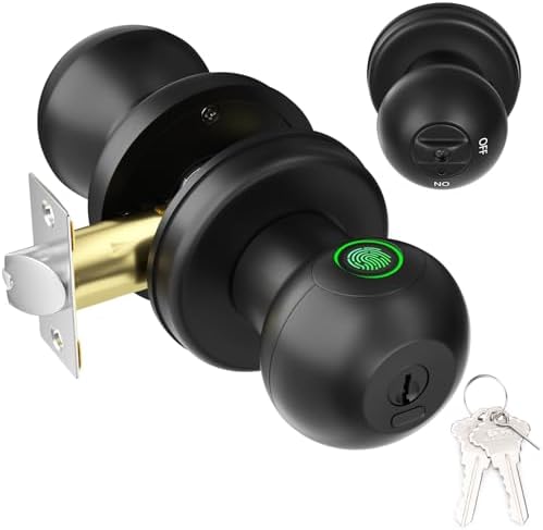 FITNATE Fingerprint Door Knob, Keyless Smart Lock with App Control