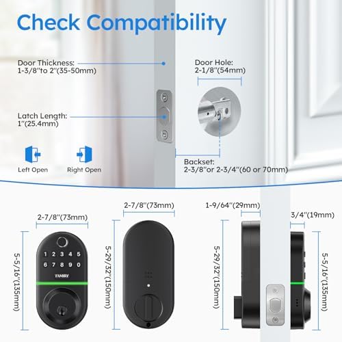 Yamiry Electronic Keypad Deadbolt, Fingerprint Door Lock,Keyless Entry Digital Lock for Front Door, Smart Deadbolt,Easy Installation