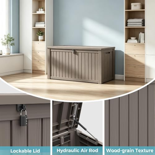 Resin Outdoor Deck Storage Box Waterproof (Grey, 180 Gallon)