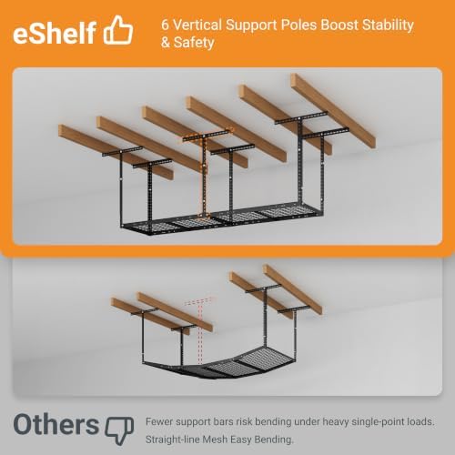 2x8ft Overhead Ceiling Garage Storage Rack, 400LBS Capacity, Black