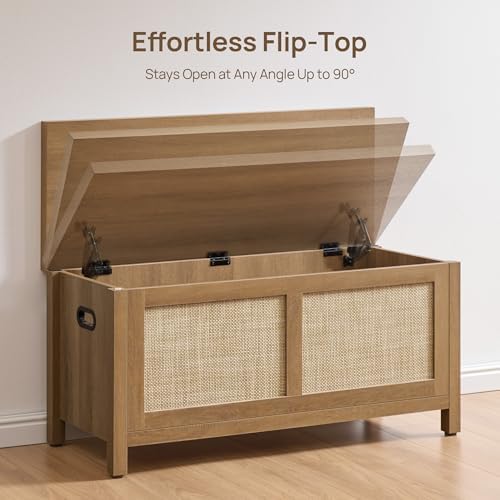 SICOTAS Rattan Storage Chest 39.4" Storage Bench for Bedroom