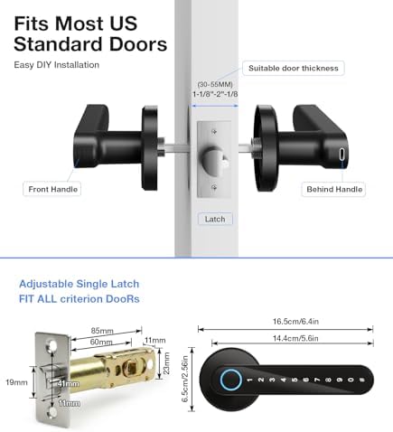 Fingerprint Door Lock, Smart Door Knob with Keypad Keyless Entry, 4-in-1