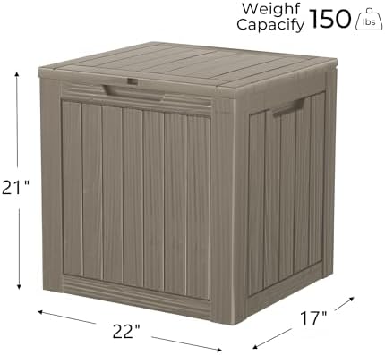 Outdoor Storage Box Waterproof, 35 Gallon Lockable Resin Deck Box Small, Patio Storage Bin for Pool Accessories Cushion Furniture, Garden Tools, UV-Resistant Outside Delivery Grey