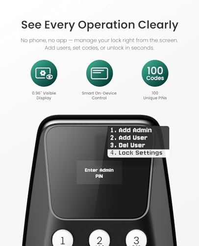 DESLOC C100 Keyless Entry Door Lock with Visual Display, Auto Lock