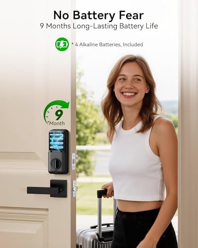 Keyless Entry Door Lock with Handle Set, Fingerprint Smart Deadbolt Lock