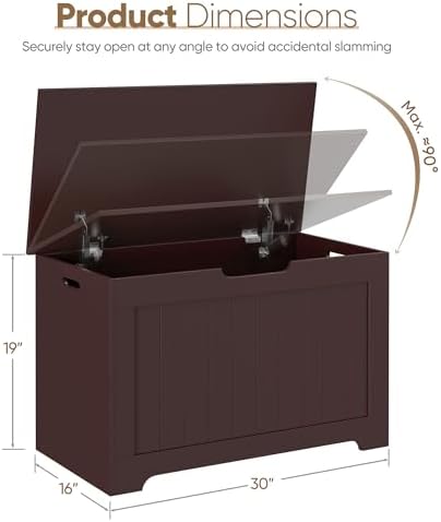 ZenStyle Storage Chest, Wood Storage Bench with 2 Safety Hinges, Storage Trunk Box Bench Entryway Bench for Bedroom and Living Room (Brown)