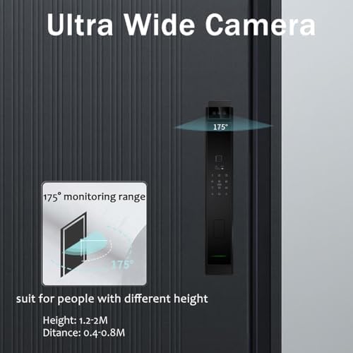 Smart Fingerprint Door Lock with Camera, 3D Face Recognition Keyless Entry Door Lock, Aluminum Alloy Biometric Smart Door Lock, 6 Unlock Mode for 40-120mm Thickness Door, with 4200mAh Battery