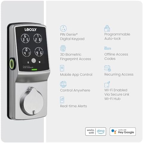 Lockly Secure Pro Wi-Fi Smart Deadbolt Lock - Left Fingerprint Edition