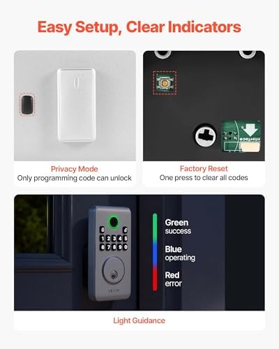 VEVOR Keyless Entry Door Lock, Electronic Deadbolt with Customizable User Codes, Pioneering Easy-Grip Design, Keyed Entry, Auto Lock, Anti-Peeking Password, Backlit Keypad, for Home, Apartment, Silver
