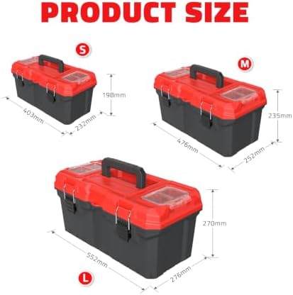 Tools Box, Deep Lockable Toolbox, 21.73 * 10.87 * 10.63" Durable Tool Boxes Storage, with Removable Inner Tray
