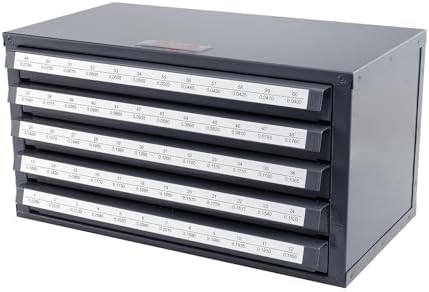 VEVOR Drill Bit Dispenser Cabinet, Five-Drawer Drill Bit Dispenser, 60-Compartment Drill Bit Organizer Cabinet, Drill Dispenser Organizer Cabinet Holder for Jobber Length Wire Gauge Sizes 1 to 60