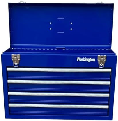 Workington Portable Metal Tool Chest with 4 Drawers, 20" 4-Drawer Tool Chest Cabinet with Ball Bearing Drawer Slides, Steel Tool Storage Box Organizer 4004 Blue