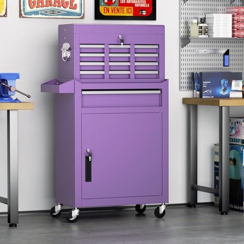 Crownland 5-Drawer Rolling Tool Chest with Wheels, Purple
