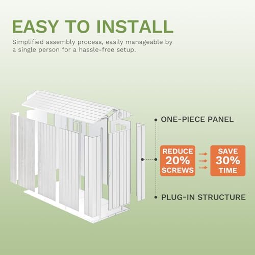 Patiowell 4x6 FT Plastic Outdoor Storage Shed with Floor, Light Gray