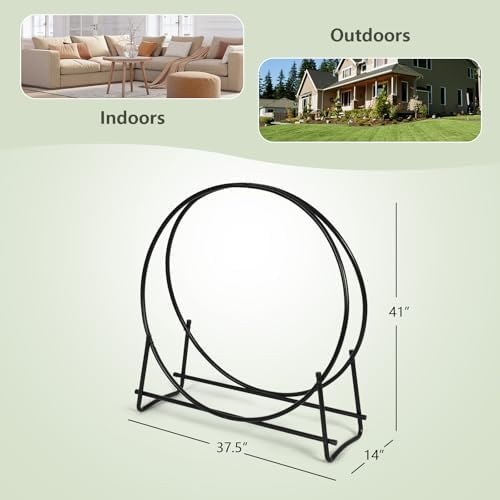 Goplus® 40-Inch Tubular Steel Log Hoop Firewood Storage Rack Holder Round Display