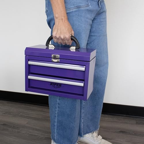 Viper Tool Storage 11-Inch 2-Drawer Portable Toolbox, Purple